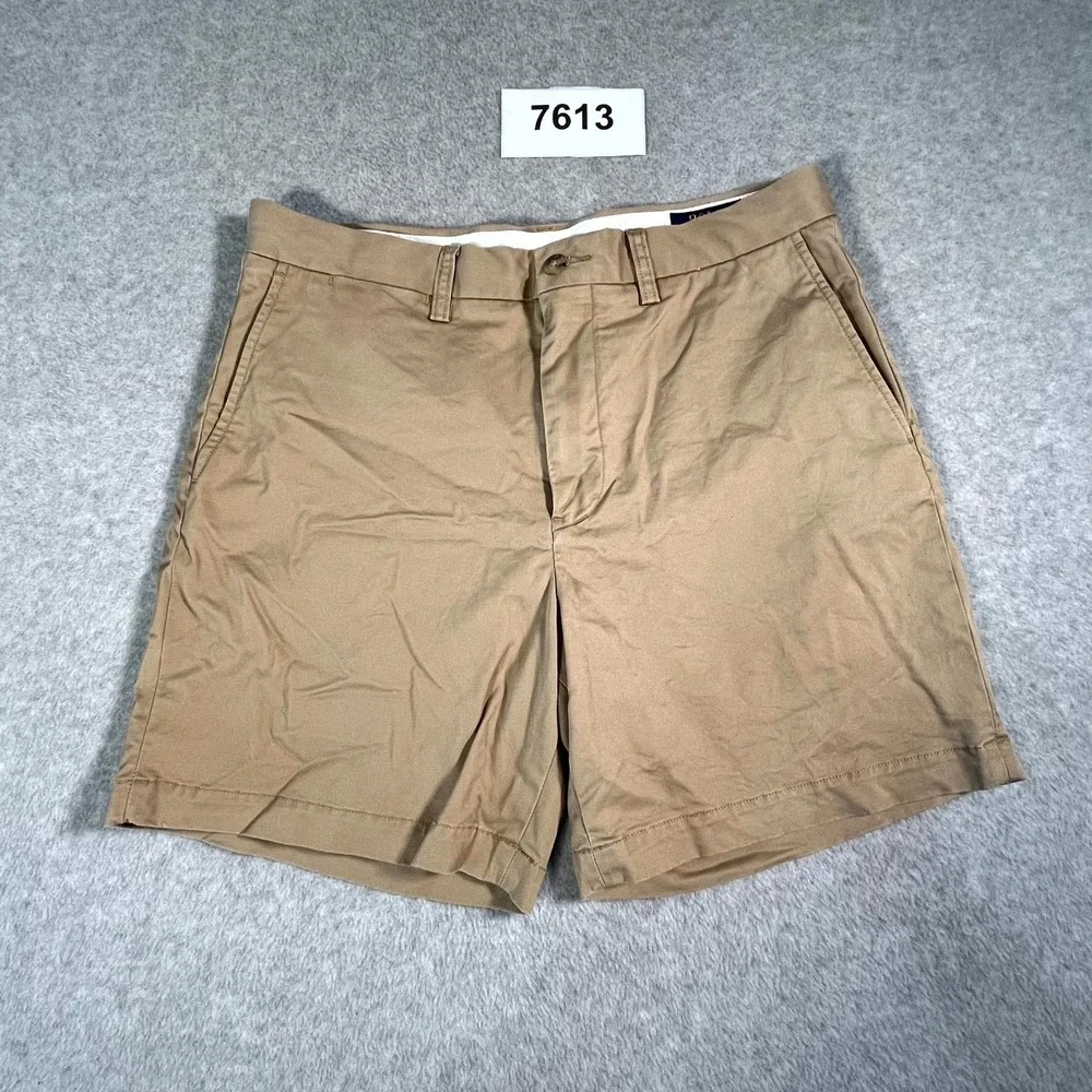 Polo Ralph Lauren Shorts Mens 32 Beige Cotton Stretch Classic Fit Flat Front